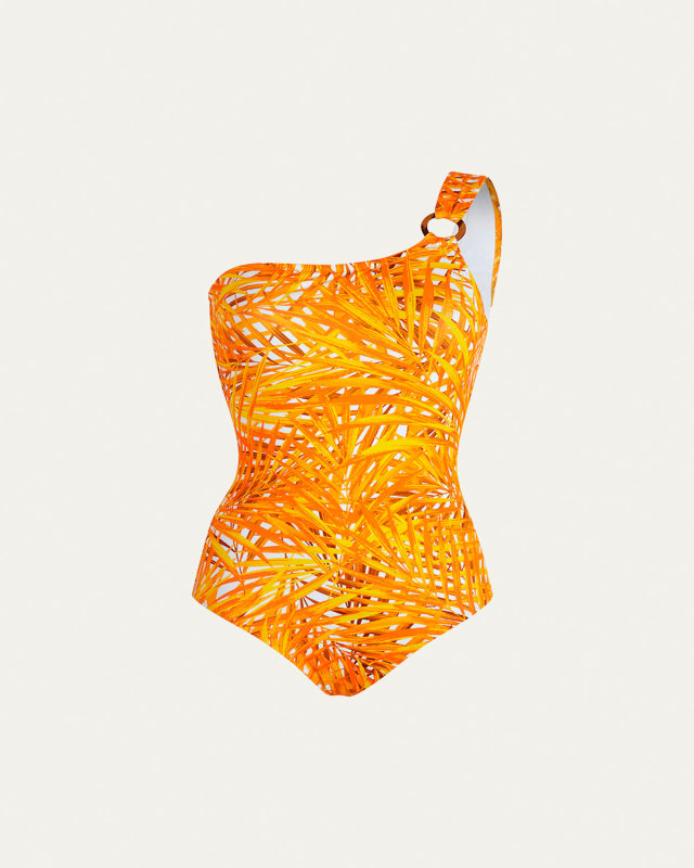 Palm Leaves Jersey One-Piece Swimsuit